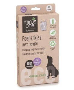 Beeztees Minus One Poepzakjes Met Handvat Lavendel 60 St
