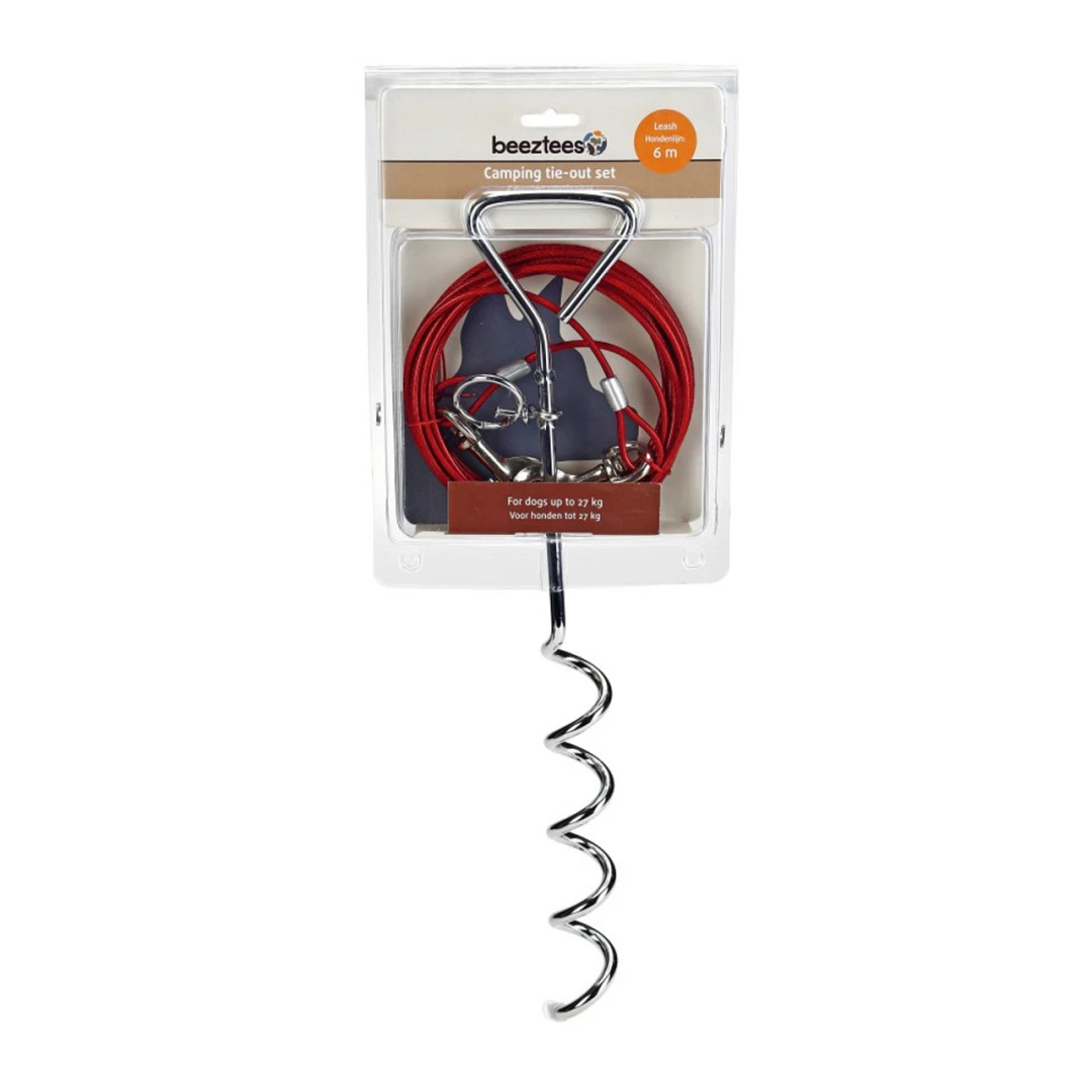 Beeztees Camping Vastlegset Met Lijn Zilver/Rood 6 Mtr 2 Beeztees Camping Vastlegset Met Lijn Zilver/Rood 6 Mtr - Afbeelding 2